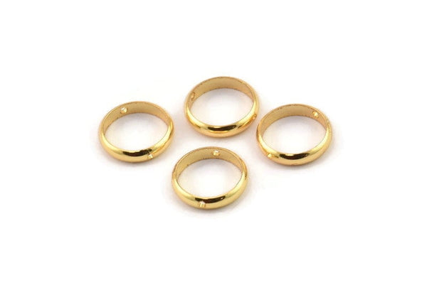 12mm Circle Connector, 8 Gold Plated Brass Circle Ring Connector With 2 Holes, Findings (12x2.5mm) BS 1852
