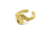Brass Ring Setting, Raw Brass Adjustable Rings With 1 Stone Settings - Pad Size 6mm N2532