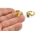 Brass Ring Setting, Raw Brass Adjustable Rings With 1 Stone Settings - Pad Size 6mm N2532