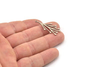Steel Leaf Charm, Stainless Steel Branch Charms With 1 Loop, Charm Pendants (34x14x0.80mm) SMP1449