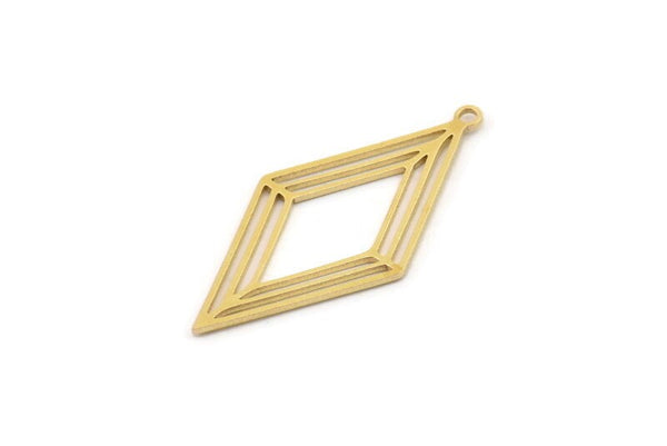 Brass Diamond Charm, Raw Brass Diamond Shaped Charms With 1 Loop, Pendant Findings (32x16x0.60mm) SMP1471