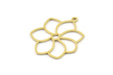 Brass Flower Charm, Raw Brass Flower Charms With 1 Loop, Charm Pendants, Findings (30x26x0.80mm) SMP1456