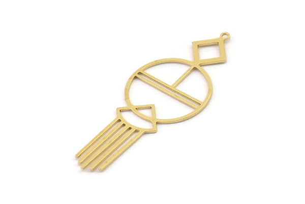 Brass Round Charm, Raw Brass Triangle Charms With 1 Loop, Findings, Geometric Charms (45x20x0.60mm) SMP1460