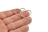 Steel Heart Charm, Stainless Steel Heart Charms With 1 Loop, Earrings, Pendants (40x25x0.80mm) SMP1478