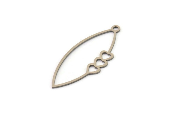 Steel Heart Charm, Stainless Steel Marquise Charms With 1 Loop, Earrings, Pendants (40x17x0.80mm) SMP1476