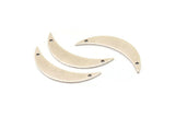 Silver Moon Charm, 6 Antique Silver Plated Brass Crescent Moon Charms With 2 Holes (36x7x0.80mm) V105