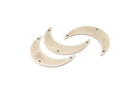 Gümüş Ay Tılsımı, 3 Delikli 4 Antik Gümüş Kaplama Pirinç Hilal Ay Tılsımı, Bağlantı Parçaları (35x9x0,80 mm) M389