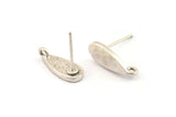 Silver Drop Earring, 4 Antique Silver Plated Drop Stud Earrings With 1 Loop (15x6x1.5mm) N1626