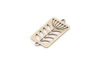 Silver Leaf Charm, 8 Antique Silver Plated Brass Dandelion Charms With 2 Loops, Charm Pendants (22x12x0.60mm) A3335