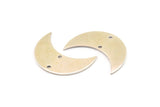 Silver Moon Charm, 4 Antique Silver Plated Brass Crescent Moon Charms With 2 Holes (30x12x0.80mm) B0278