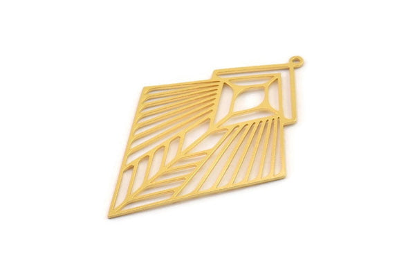 Gold Diamond Charm, 2 Gold Plated Brass Diamond Shaped Charms With 1 Loop, Pendant Findings (49x34x0.60mm) SMP0383 A2630 H1248