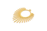 Gold Sun Charm, 4 Gold Plated Brass Sunshine Charms With 1 Loop, Pendants, Findings (33x29x0.60mm) A6333 H1013