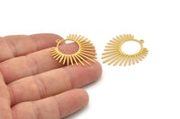 Gold Sun Charm, 4 Gold Plated Brass Sunshine Charms With 1 Loop, Pendants, Findings (33x29x0.60mm) A6333 H1013
