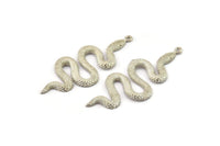 Gümüş Yılan Tılsımı, 1 Halkalı Gümüş Tonlu Pirinç Yılan Kolye Uçları, Tılsımlar, Bulgular (47x20x2,3 mm) N1596 H1601