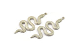 Gümüş Yılan Tılsımı, 1 Halkalı Gümüş Tonlu Pirinç Yılan Kolye Uçları, Tılsımlar, Bulgular (47x20x2,3 mm) N1596 H1601