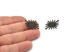 Black Sun Connector, 4 Oxidized Black Brass Sun Connectors With 2 Loops (26.5x22x0.9mm) E039 H1073