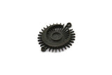 Siyah Ay, 2 Oksitlenmiş Siyah Ay, Siyah Güneş, Siyah Tılsım, Siyah Kolye, 2 Döngülü Siyah Konnektörler - Ped Boyutu 4 mm (22x19 mm) N1372 H0892