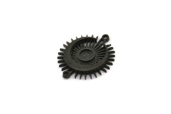 Siyah Ay, 2 Oksitlenmiş Siyah Ay, Siyah Güneş, Siyah Tılsım, Siyah Kolye, 2 Döngülü Siyah Konnektörler - Ped Boyutu 4 mm (22x19 mm) N1372 H0892