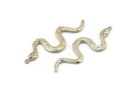 Gümüş Yılan Kolye, 1 Halka, Tılsımlar, Bulgularla Birlikte 2 Gümüş Tonlu Pirinç Yılan Kolye (49x17x2,8 mm) N1602 H0851