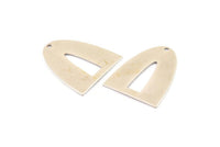 Silver Charm, 2 Antique Silver Plated Brass Half Ellipse Shape Charms With 1 Hole, Pendants, Earrings, Findings (28x24x0.70mm) B0233