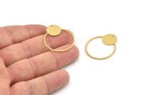 Gold Geometric Charm, 4 Gold Plated Brass Round Charms With 1 Hole (31x26x0.80mm) A5446 H0549