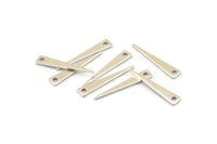 Silver Triangle Charm, 10 Antique Silver Plated Brass Triangle Charms With 1 Hole (22x4x0.80mm) B0209