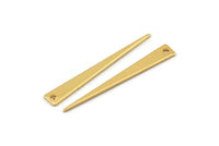 Gold Triangle Charm, 4 Gold Plated Brass Triangle Charms With 1 Hole (38x5x0.80mm) B0210