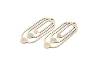 Silver Oval Charm, 8 Antique Silver Plated Brass Oval Charms With 1 Loop, Earring Charms (35x15x0.60mm) A4572