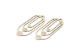 Silver Oval Charm, 8 Antique Silver Plated Brass Oval Charms With 1 Loop, Earring Charms (35x15x0.60mm) A4572