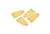 Gold Oval Charm, 2 Gold Plated Brass Half Ellipse Shape Charms With 4 Holes, Pendants, Earrings, Findings (23x12x0.80mm) B0221