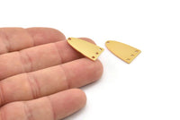 Gold Oval Charm, 2 Gold Plated Brass Half Ellipse Shape Charms With 4 Holes, Pendants, Earrings, Findings (23x12x0.80mm) B0221