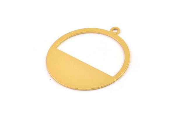 Gold Round Charm, Gold Plated Brass Round Charms With 1 Loop, Earrings, Pendants, Findings (41x38x0,80mm) D0693