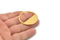 Gold Round Charm, Gold Plated Brass Round Charms With 1 Loop, Earrings, Pendants, Findings (41x38x0,80mm) D0693