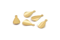 Gold Drop Charm, 12 Gold Plated Brass Drop Charms With 1 Loop, Findings (15x8x0.50mm) B0346