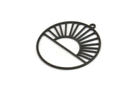 Siyah Yuvarlak Charm, 1 Döngülü 6 Oksitlenmiş Siyah Pirinç Yükselen Güneş Charm'ı, Charm Kolye Uçları (33x30,5x0,60 mm) A5173 H1034