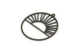 Siyah Yuvarlak Charm, 1 Döngülü 6 Oksitlenmiş Siyah Pirinç Yükselen Güneş Charm'ı, Charm Kolye Uçları (33x30,5x0,60 mm) A5173 H1034