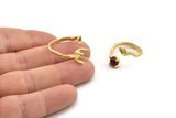 Brass Ring Settings, Raw Brass Claw Rings, Adjustable Rings - Pad Size 6mm N2565
