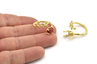 Gold Ring Settings, Gold Plated Brass Claw Rings, Adjustable Rings - Pad Size 6x8mm N2537