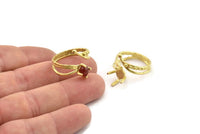 Gold Ring Settings, Gold Plated Brass Claw Rings, Adjustable Rings - Pad Size 6mm N2578