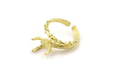 Brass Ring Settings, Raw Brass Claw Rings, Adjustable Rings - Pad Size 6x8mm N2543