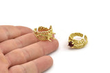 Gold Ring Settings, Gold Plated Brass Claw Rings, Adjustable Rings - Pad Size 6mm N2541
