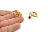 Gold Ring Settings, Gold Plated Brass Claw Rings, Adjustable Rings - Pad Size 6mm N2557