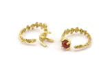 Gold Ring Settings, Gold Plated Brass Claw Rings, Adjustable Rings - Pad Size 6mm N2555