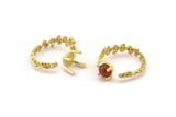 Gold Ring Settings, Gold Plated Brass Claw Rings, Adjustable Rings - Pad Size 6mm N2555