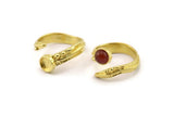 Brass Ring Setting, Raw Brass Adjustable Rings With 1 Stone Settings - Pad Size 6mm N2569