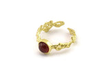 Brass Ring Setting, Raw Brass Adjustable Rings With 1 Stone Settings - Pad Size 6mm N2538