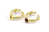 Brass Ring Setting, Raw Brass Adjustable Rings With 1 Stone Settings - Pad Size 6mm N2538