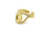 Brass Ring Setting, Raw Brass Adjustable Rings With 1 Stone Settings - Pad Size 6x8mm N2574