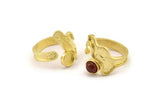 Gold Ring Setting, Gold Plated Brass Adjustable Rings With 1 Stone Settings - Pad Size 6mm N2545