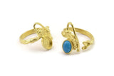 Gold Ring Setting, Gold Plated Brass Adjustable Rings With 1 Stone Settings - Pad Size 6x8mm N2562
